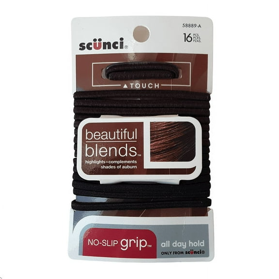 Scunci Beautiful Blends 16 Pack, Ponytail Holders, Elastic Hair Ties, Auburn