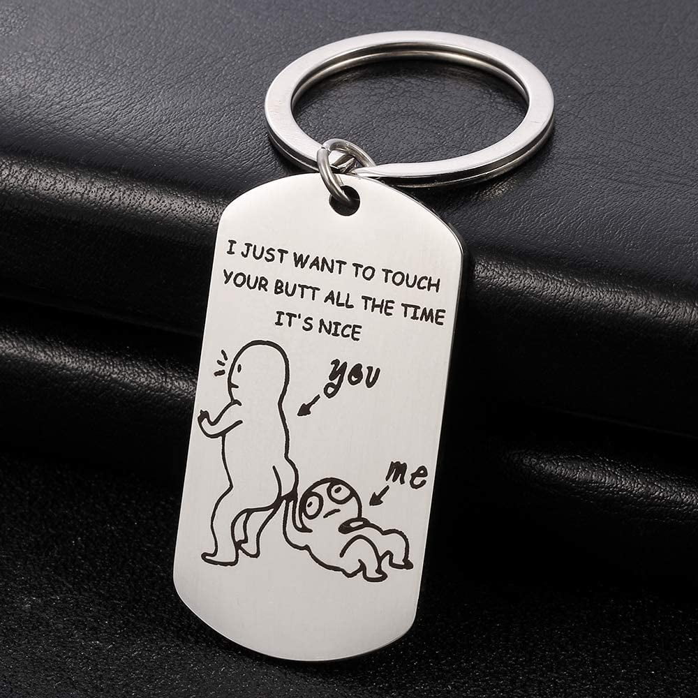Funny Couple Keychain Stainless Steel Let me Touch your Butt Forever Keychains Walmart