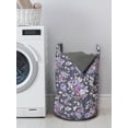thumbnail image 3 of Flowers Laundry Bag, Blossoms and Leaves Ornaments Pattern of Blooming Roses on Striped Background, Hamper Basket with Handles Drawstring Closure for Laundromats, 13" x 19", Multicolor, by Ambesonne, 3 of 4