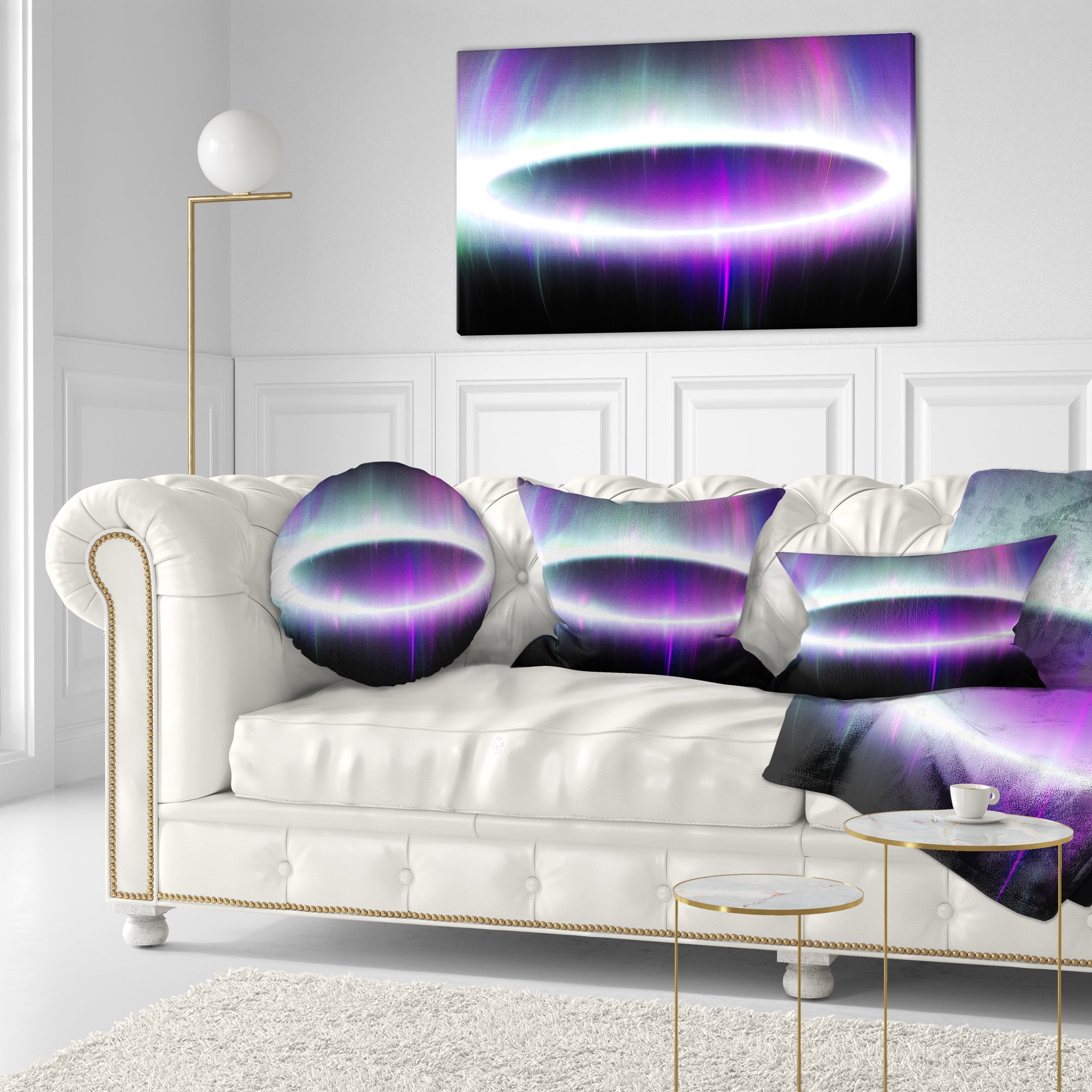 Designart Beautiful Purple Northern Lights - Abstract Throw Pillow - 12x20