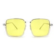 thumbnail image 3 of Bottom Half Rim Rectangular Retro Hipster Sunglasses Clear Silver Yellow, 3 of 4