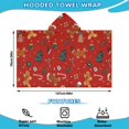 thumbnail image 2 of Red Christmas Gingerbread Man Pattern Hooded Bath Towel，50"x30" for Ages 3 To 12 Kids, Quick Dry Lightweight Soft Microfiber Hood Beach Towel Cover Up for Kids, 2 of 7