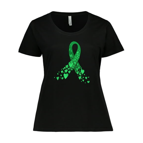 Inktastic Cerebral Palsy Awareness- Green Ribbon Made of Hearts Women's Plus Size T-Shirt