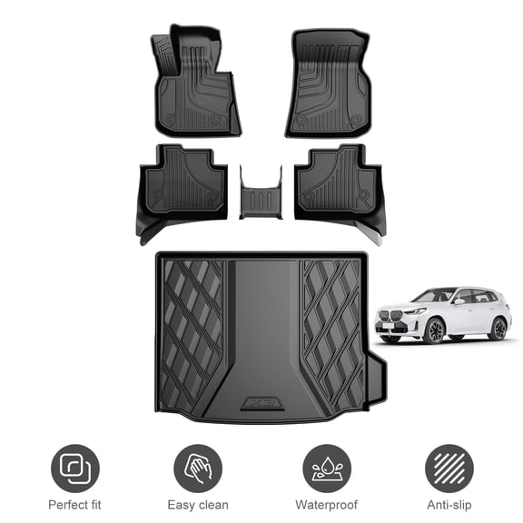 Fit For 2018-2024 BMW X3 30i M40i 30e X3M All Weather TPE Rubber Floor Mats and Cargo Mat Full Set (Not for 2025 X3 30)