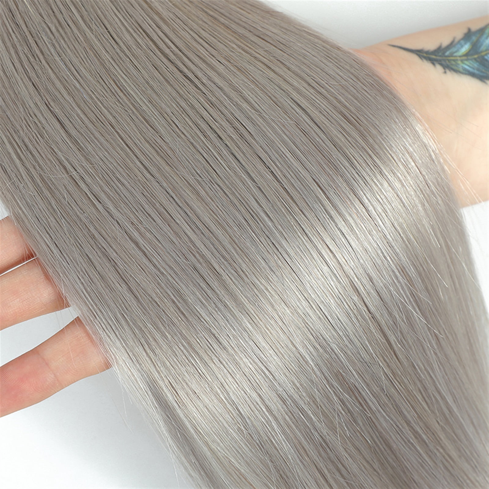 Straight Bundles with Frontal 13x4 Silver Colored Hair 3 Bundles With Closure Brazilian Remy Human Hair Extensions