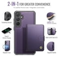 thumbnail image 2 of JEEHOOD Case For Samsung Galaxy A25 5G, RFID Blocking Compatible With MagSafe Detachable 2 In 1 Wallet With Snap fastening Card Holder,PU Leather Case,Kickstand Magnetic Protective Cover,Purple, 2 of 8