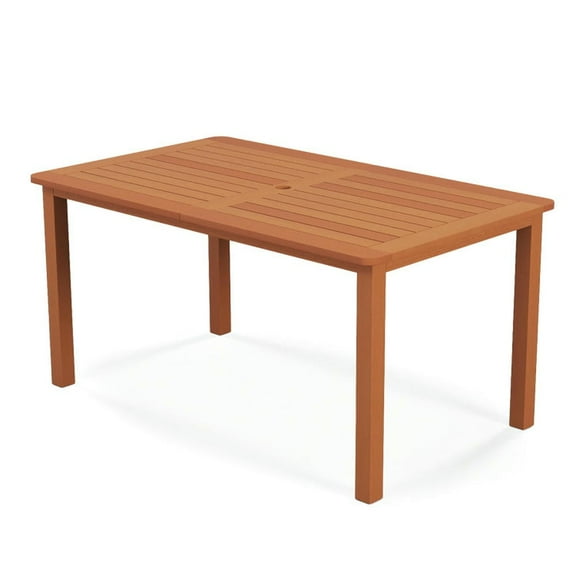 Resenkos Patio Dining Tables,Patio Tables,Patio Outdoor Solid Wood Dining Table with Umbrella Hole for 6