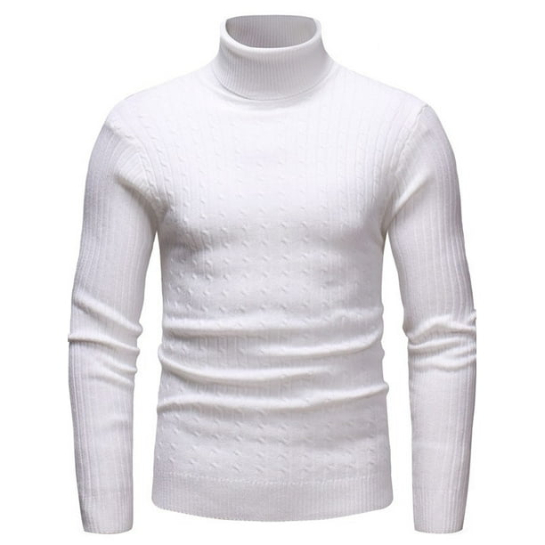Fymall - Mens High Collar Turtleneck Long Sleeve Thermal Pullover ...
