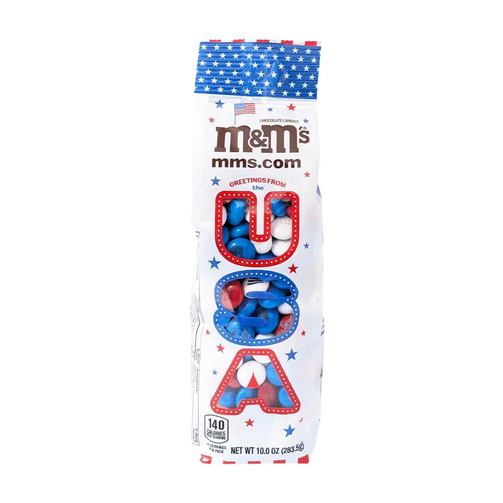 M&M'S USA Patriotic Red, White & Blue Milk Chocolate Candy, 10 oz Bags, 3 Pack