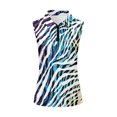 thumbnail image 4 of Garronmavis Women's Golf Shirt Collared Sleeveless Tennis Shirts 1/4 Zip Workout Athletic Casual Work Shirts Tops Womens Animal Print Golf Shirt, Colorful Zebra Print, Size XL, 4 of 7