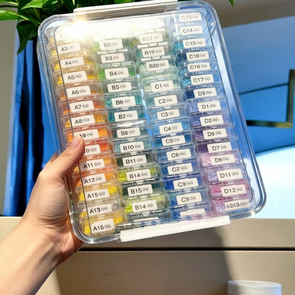 Hzzsbu 60 Slots Transparent Diamond Bead Storage Organizer Box