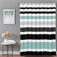 Abstract Stripe Shower Curtain Set with Hooks, Classic Green Black ...