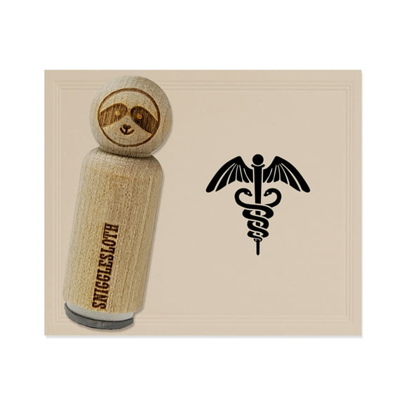 Caduceus Health Medical Symbol Rubber Stamp for Scrapbooking Crafting Stamping - Mini 1/2 Inch
