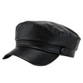 thumbnail image 2 of Eosunjian Women Extended Brim Beret Hat Flat Dome Faux Leather Newsboy Hat Outdoor Solid Color Leisure Hat Streetwear Black, 2 of 13