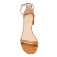 thumbnail image 2 of XYD Women Open Round Toe Buckled Sandals Thin Ankle Strap Low Chunky Heels Comfortable Dressy Shopping Shoes Size 4 Tan, 2 of 4