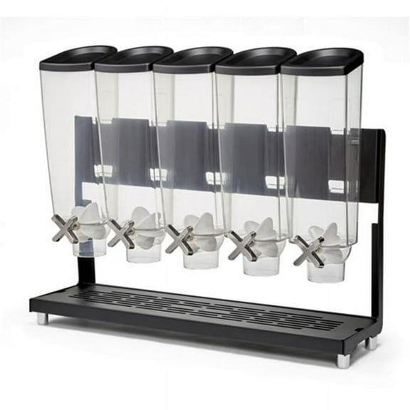 Rosseto EZ577 1.3 gal Cereal Dispenser & Tray for Collecting Cereals, Black - 5 Containers
