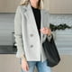thumbnail image 4 of Abrigo y chaquetas informales sin capucha de manga larga para mujer, moda de otoño e invierno, cuello de traje, abrigo pequeño de lana de color liso, ropa de mujer, abrigo/chaqueta informal sin capuch, 4 of 8