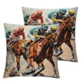 thumbnail image 2 of Nawypu Throw Pillow Cover Horse Racing Themed Party Decoration for Couch Sofa 2pcs, 2 of 6