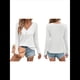 thumbnail image 3 of Blusa de Otoño con Cuello en V, Larga, Cuello Halter y Botones, Informal, Elegante, de Punto Gofre para Mujer. S, 3 of 7