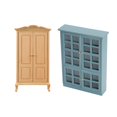 thumbnail image 1 of 2pcs 1/12 Dollhouse Wood Cabinet and Wardrobe Model Decoration Accessory DIY Pretend Play, 1 of 9
