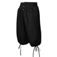 thumbnail image 4 of Men's Medieval Pirate Capri Pants Renaissance Costumes Viking Shorts Lace up Hem Halloween Costume Trousers, 4 of 5