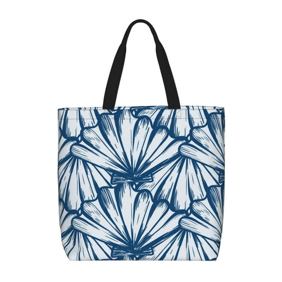 Naloa Blue Shells Tote Bag for Women, Foldable Tote Bag With Zipper, Large Shoulder Bag, Top Handle Handbag for Travel, Work, Shopping