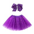 thumbnail image 1 of Jastore Jupe Tutu à Sequins Étoiles Superposées pour Filles Robe de Danse Ballet Princesse (Violet), 1 of 4