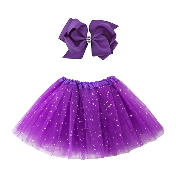 Jastore® Girls Layered Stars Sequins Tutu Skirt Princess Ballet Dance Dress (Purple)