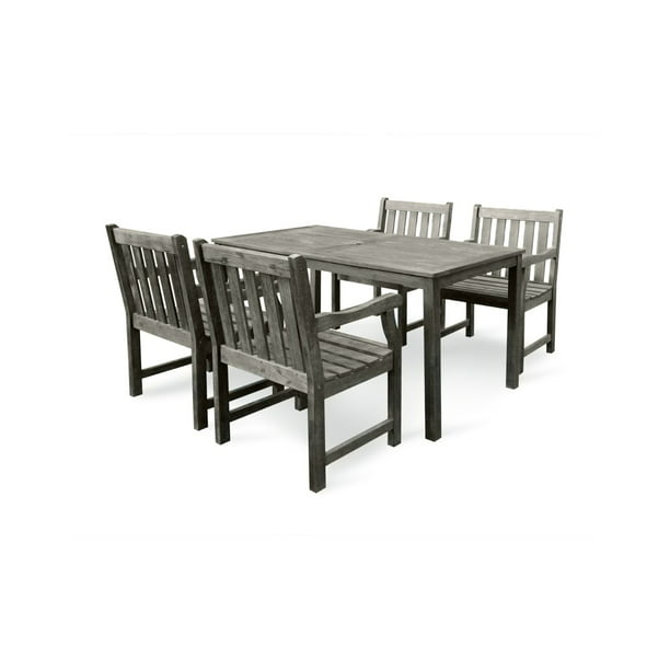 5 Piece Gray Hand Sed Wood Finish, Outdoor Wood Furniture Finish