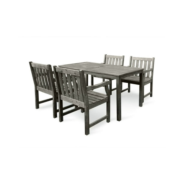 5 Piece Gray Hand Sed Wood Finish Table Outdoor Furniture Patio Dining Set With Casual Chairs 59 Com 5 Piece Gray Hand Sed Wood Finish, Outdoor Wood Furniture Finish