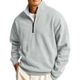 thumbnail image 4 of Domuza Mens Quarter Zip Lapel Collar Pullover Casual Lightweight Fleece Solid Color Comfort Soft Sweatshirt, 4 of 7