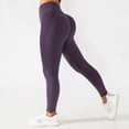 thumbnail image 4 of Leggings de yoga para mujer, medias deportivas informales de cintura alta elástica de secado rápido para correr y entrenar, color morado S, 4 of 6