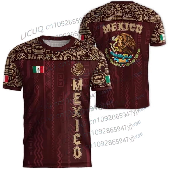 2026 Mexico National Flag Print Men's Women's Short Sleeve T-shirt 3D Print Tees Outdoor Football Jersey Sports Casual Tops