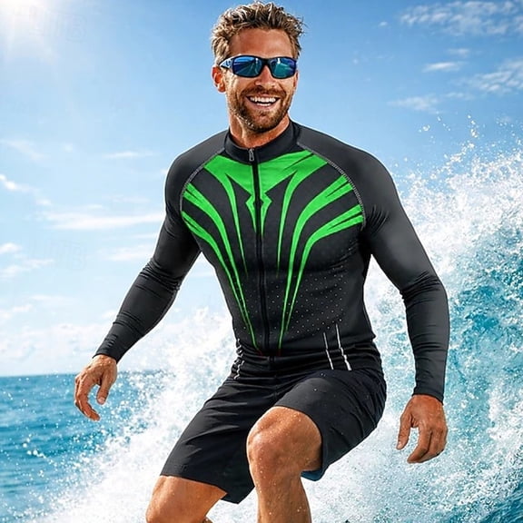 Frnrwgo Water Sports Wetsuit Set for Men Elastic Fitted Quick Dry Breathable for Surfing Diving Beach