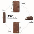 thumbnail image 6 of GAEKEAO Womens Wallet Large Capacity Double Zipper Ladies Card Phone Holder RFID Blocking Leather Clutch Wristlet Grip Strap, 6 of 12