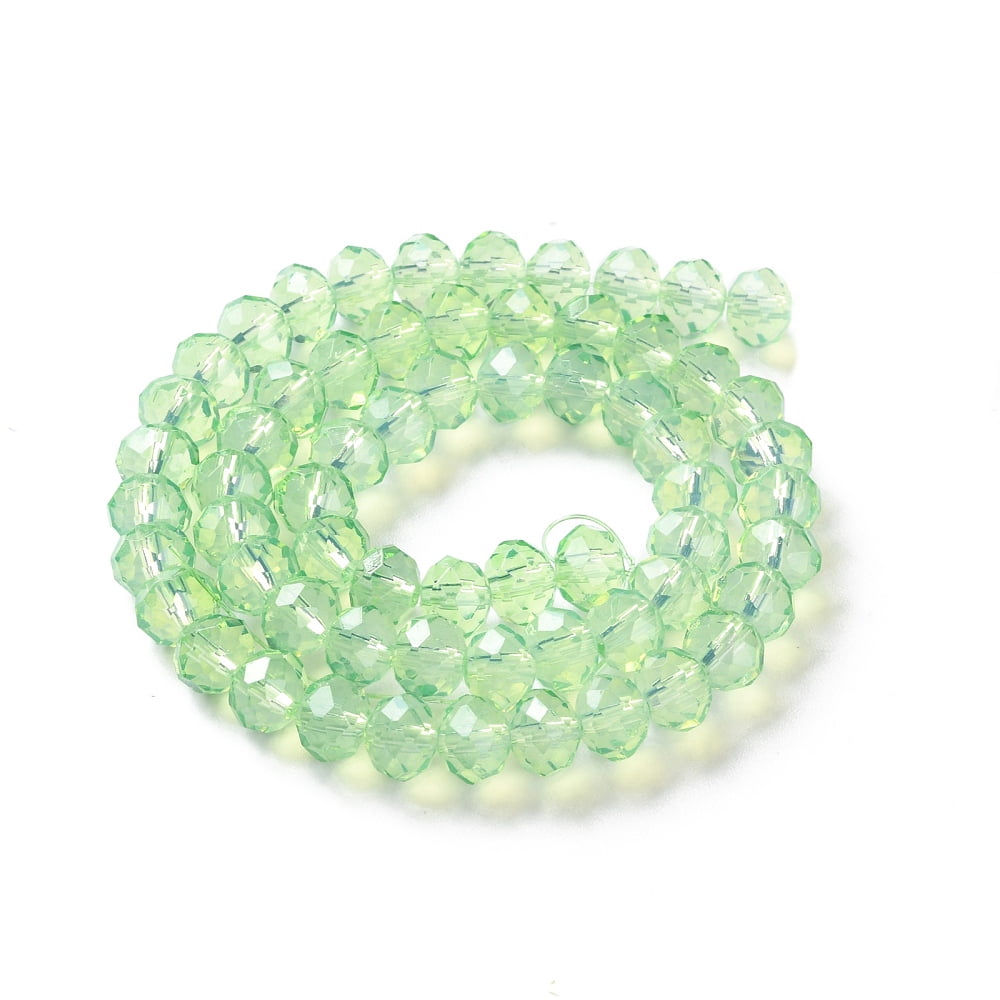 20Strand Baking Painted Transparent Glass Beads Strands Imitation Opalite Faceted Round Light Green 8x6mm Hole: 1.6mm 65pcs/strand 15.94''(40.5cm)