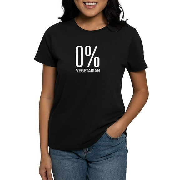CafePress - 0% Vegetarian Women's Dark T Shirt - Women's Traditional Fit Dark T-Shirt