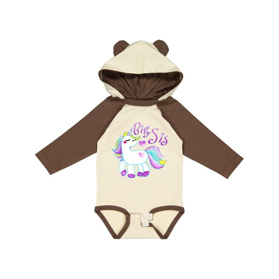 Inktastic Big Sis unicorn Girls Long Sleeve Baby Bodysuit