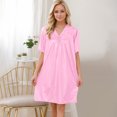thumbnail image 6 of HomeGardon Nightgowns for Women,Summer Dresses Women's Short Sleeved Loose Plus Size Short Sleeved Lace Lace Imitation Silk Nightdress, 6 of 7
