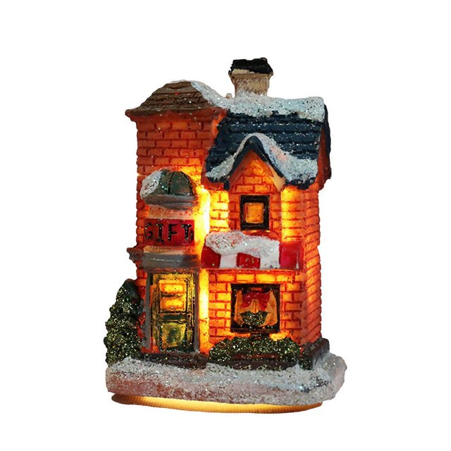 Cabaña de resina luminosa, casa pequeña, cabaña de resina luminosa con lámparas, decoración navideña