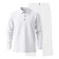 thumbnail image 3 of Glisme Mens 2 Piece Sets Summer Outfits Linen Suit Set Breathable Comfortable Casual Formal Long Sleeve Trousers Outfit Durable Matching Set White, 3 of 5
