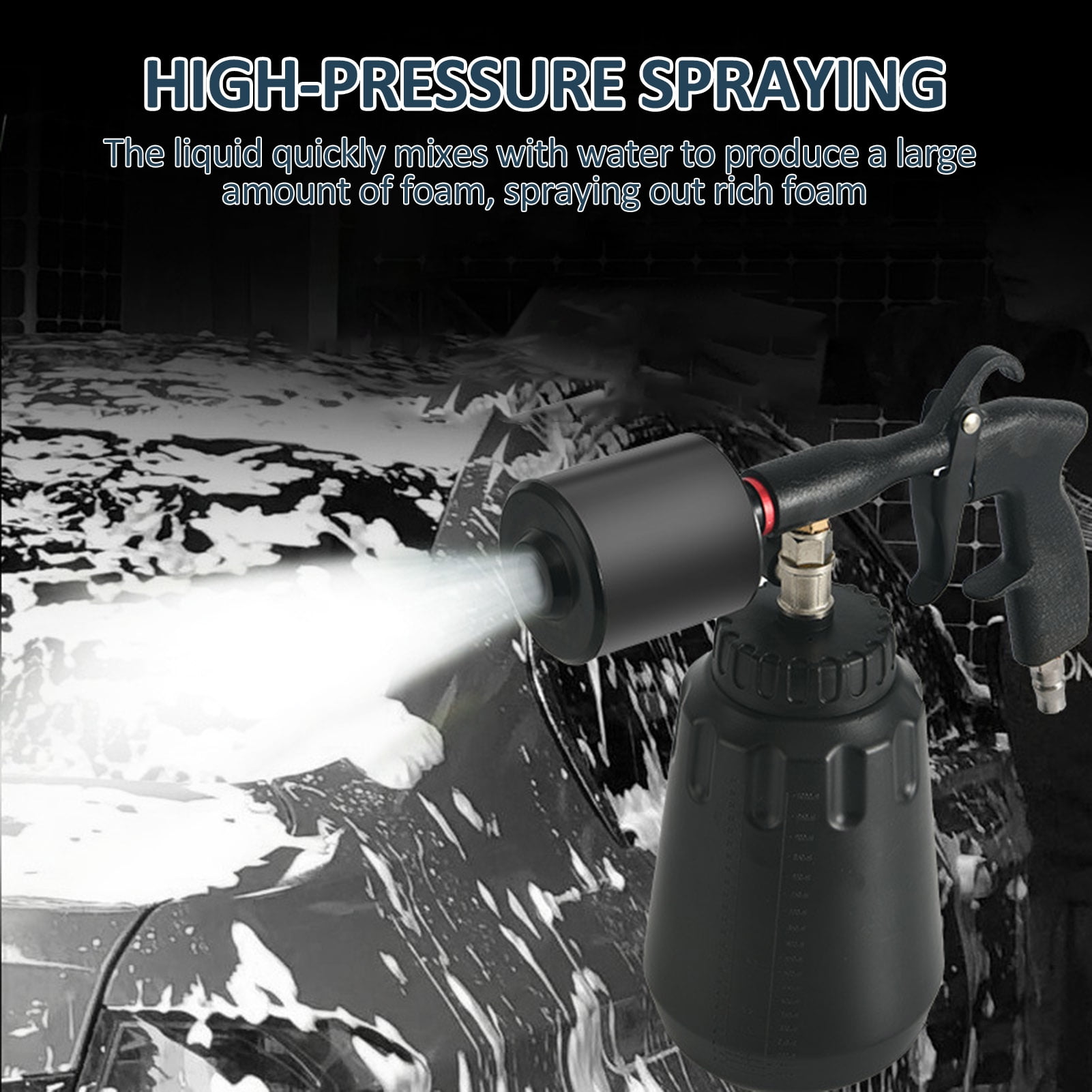 Car Foam Blaster, High-Pressure Foam Wash Gun With 1000mL Bottle Handheld Car Interior Cleaning Tool For Seat Carpet Roof Dashboard