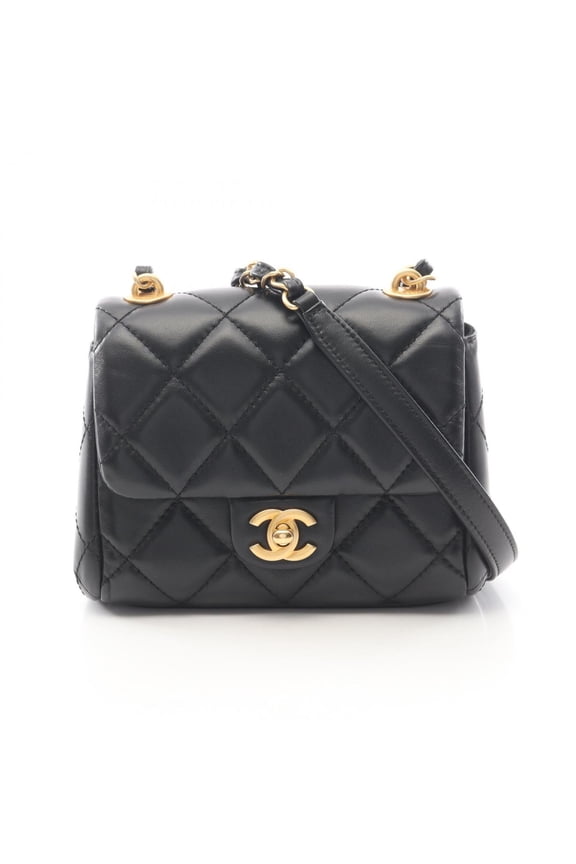 Pre-Owned Chanel Matelass Small Flap Shoulder Bag/Handbag, Lambskin Leather, Women's, Black...