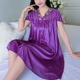 thumbnail image 5 of TFEOQRY Fashion Nightgowns for Women Solid Color Soft Breathable Knee-Length Short Sleeved Nightdress Purple-3, 5 of 5