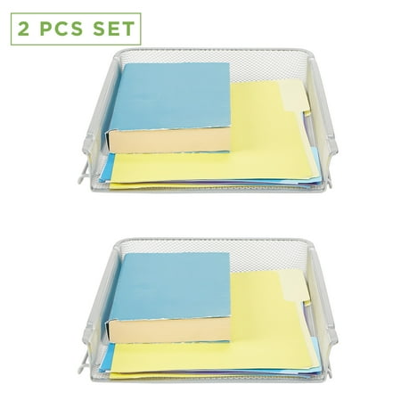 Mind Reader 2 Piece Stackable Letter Tray Front Load Storage Tray