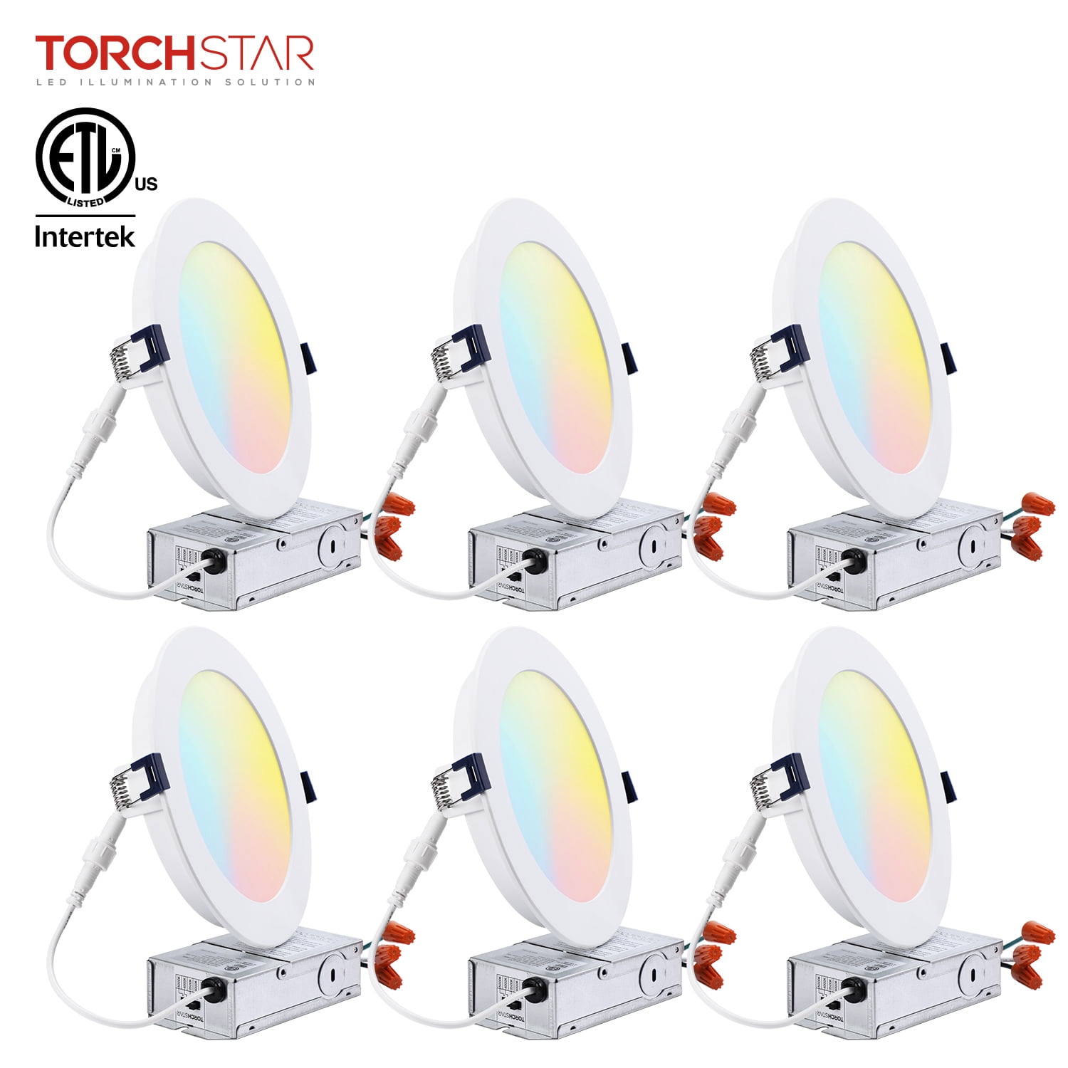 Torchstar TORCHSTAR 6 Inch LED Recessed Lighting with Junction Box, CRI90, 5CCT ...