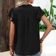 thumbnail image 5 of Clearance T Shirts for Women Lady's V Neck Short Sleeved Chiffon Ball Temperament Top Ruffled Cotton Dot Casual Top Summer Tops for Women 2024 Womens Blouses, 5 of 6
