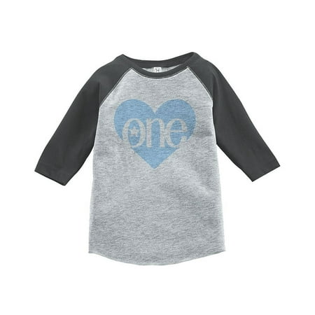 

Custom Party Shop Boy s First Birthday One Vintage Baseball Tee Grey and Black