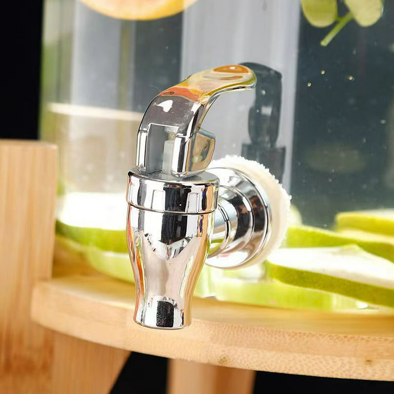Glass Drink Dispenser，0.4 Gallon Coke Bucket Glass Beverage Dispenser With  Leakproof ABS Spigot With Wooden Stand, Lemonade Juice Jar Beverage  Dispenser 