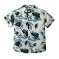 thumbnail image 2 of UACY Boys Hawaiian Shirt Short Sleeve Tropical Beach Aloha Button Down Shirt Tees Cute Tops for Kids Toddler Summer Clothes (Light Blue, 10-11 Years), 2 of 3